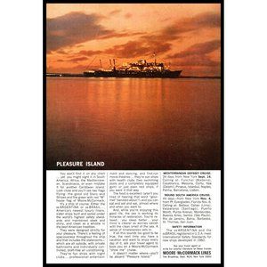 1962 Moore McCormack Cruise Lines Pleasure Island Ship Vintage Print Ad Wall Art